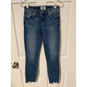 Paige Denim Women's Distressed Raw Hem Skinny Jeans Blue size 24